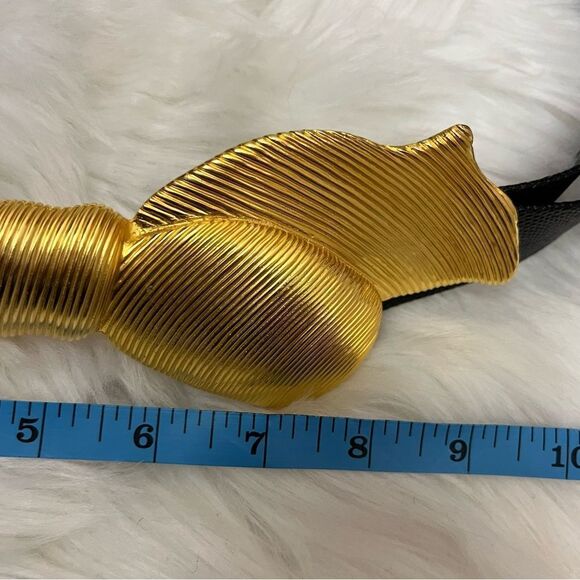 Margarita Barrera Vintage Signed Gold Bow Buckle Belt OS - Picture 5 of 9